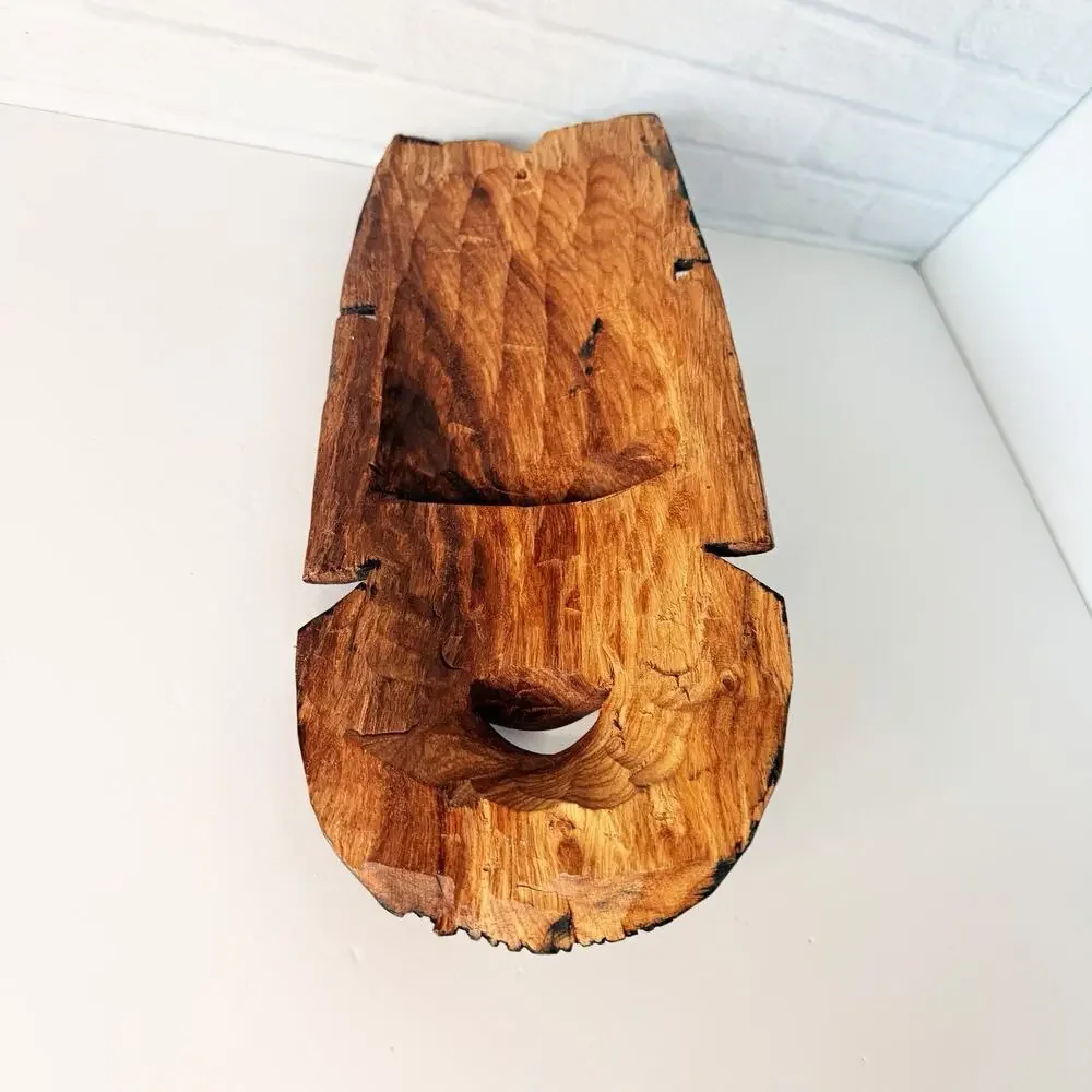 Hand Carved Wood African Mask Wooden With Elephant Head & Trunk 12”